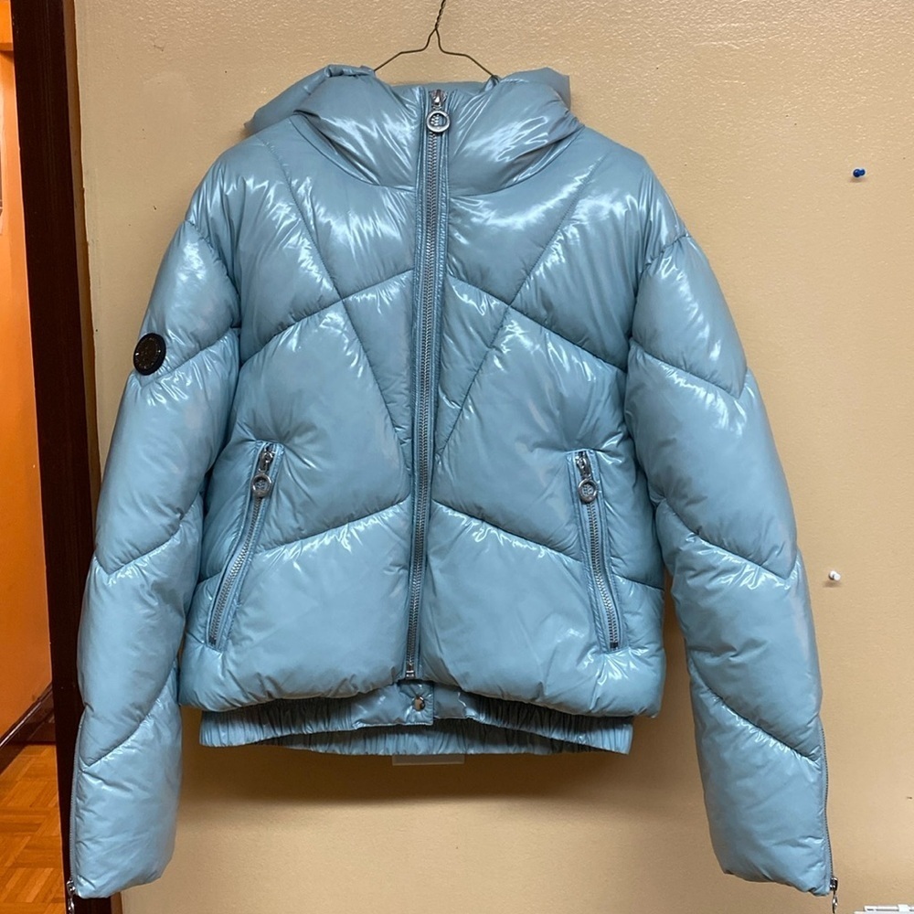 NOIZE Cruelty Free Outerwear Cropped Fit Puffer Jacket “Ice Blue” Size Large